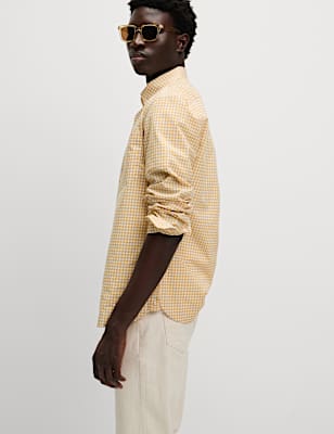 Cotton Rich Gingham Check Oxford Shirt