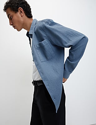 Easy Iron Pure Cotton Textured Shirt
