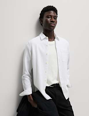 Easy Iron Pure Cotton Textured Shirt