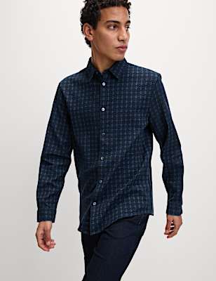 Pure Cotton Geometric Print Shirt