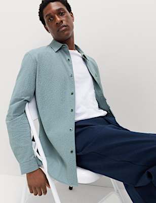 Cotton Rich Seersucker Shirt
