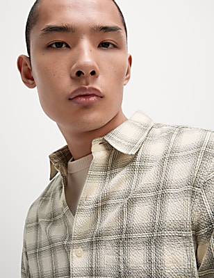 Cotton Rich Check Seersucker Shirt
