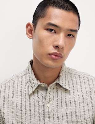 Pure Cotton Striped Seersucker Shirt