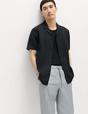 Short Sleeve Linen Blend Shirt