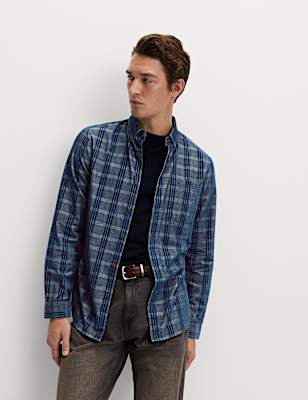 Pure Cotton Check Corduroy Shirt
