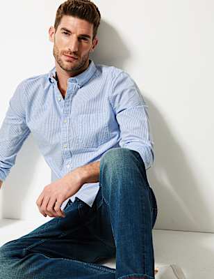 Pure Cotton Slim Fit Shirt with Pocket