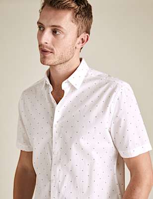 Pure Cotton Geometric Dot Print Shirt