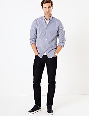 Cotton Rich Striped Shirt with Stretch