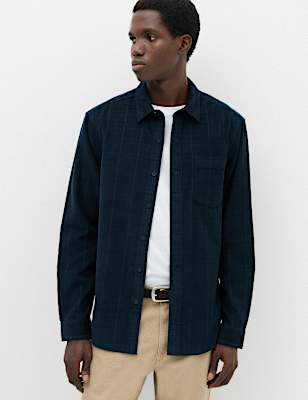 Regular Fit Checked Corduroy Shirt