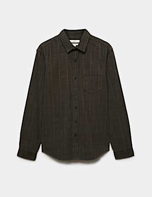Regular Fit Checked Corduroy Shirt