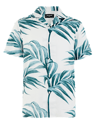 Pure Cotton Revere Palm Print Shirt