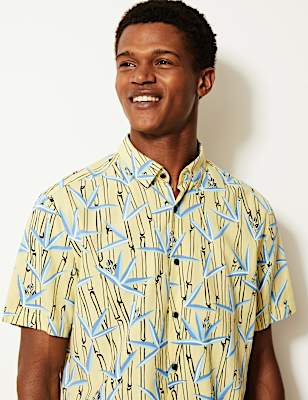 Cotton Rich Bamboo Print Shirt