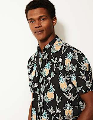 Cotton Rich Pineapple Print Shirt