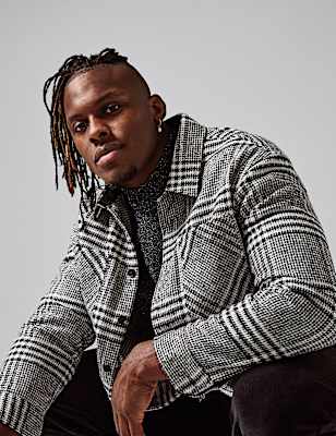 Wool Blend Check Overshirt