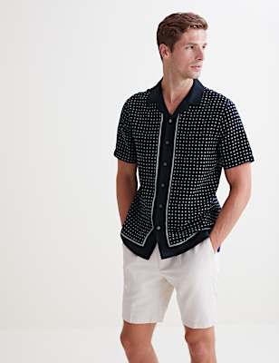 Linen Tencel Border Print Shirt