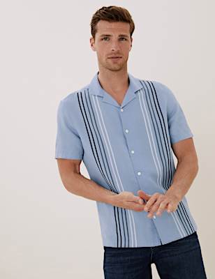 Linen Striped Revere Shirt