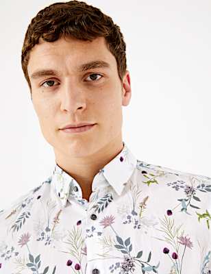 Pure Cotton Floral Slim Fit Shirt