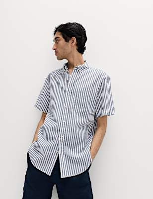Regular Fit Linen Rich Short Sleeve Shirt