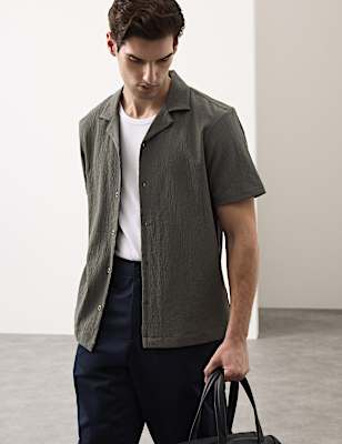Regular Fit Crinkle Seersucker Shirt