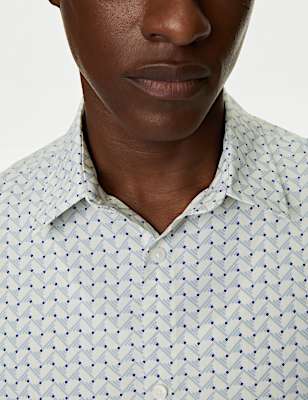 Easy Iron Geometric Print Shirt