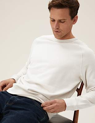 Pure Cotton Raglan Crew Neck Sweatshirt
