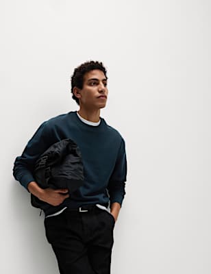 Cotton Rich Relaxed Fit Crew Neck Sweatshirt