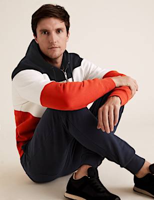 Colour Block Zip Up Hoodie
