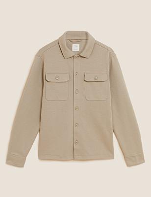 Cotton Blend Jersey Overshirt