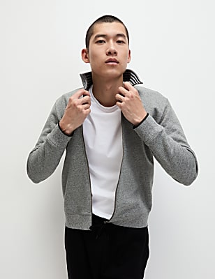 Pure Cotton Zip Up Funnel Neck Sweatshirt