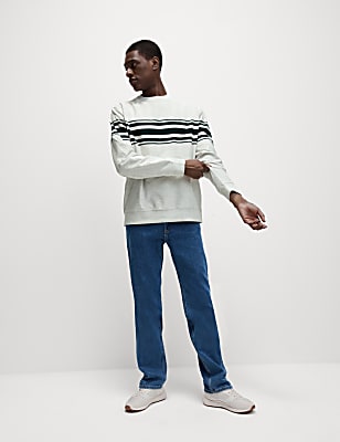 Cotton Rich Waffle Striped Sweatshirt