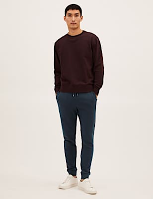 Side Stripe Cuffed Pure Cotton Joggers