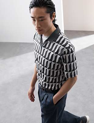 Pure Supima® Cotton Geometric Print Polo Shirt