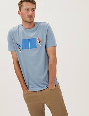 Pure Cotton Table Tennis Graphic T-Shirt