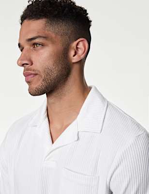 Pure Cotton Textured Polo Shirt