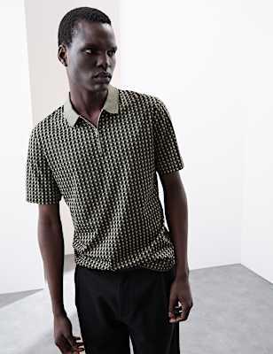 Pure Supima® Cotton Geometric Polo Shirt