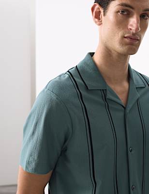 Cotton Rich Striped Revere Polo Shirt