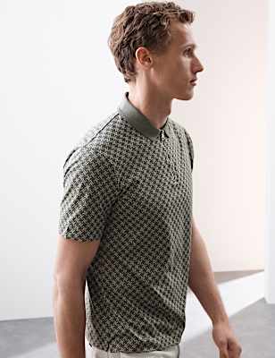 Pure Supima&reg; Cotton Geometric Print Polo Shirt