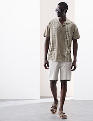 Pure Cotton Chain Print Revere Polo Shirt