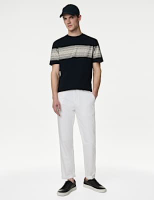 Pure Cotton Striped Crew Neck T-Shirt