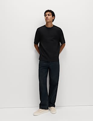 Relaxed Pure Cotton Waffle T-Shirt