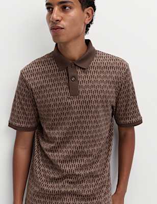 Pure Cotton Geometric Print Polo