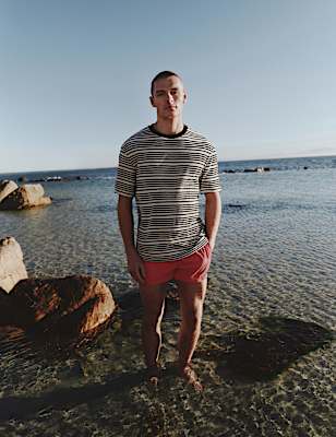 Relaxed Fit Cotton Rich Textured Striped T-Shirt