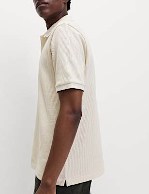 Pure Cotton Textured Polo Shirt