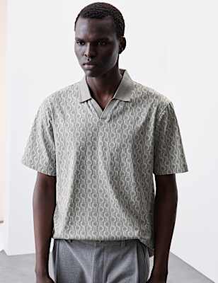 Pure Supima® Cotton Geometric Polo Shirt