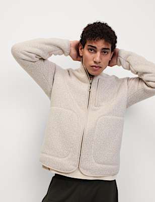 Fleece Lined Knitted Zip Up Jacket