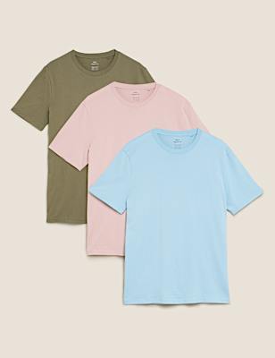 3 Pack Pure Cotton Crew Neck T-Shirts