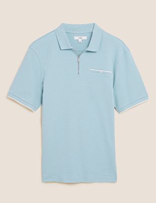 Premium Cotton Half Zip Polo Shirt