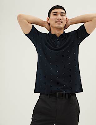 Pure Cotton Geometric Polo Shirt