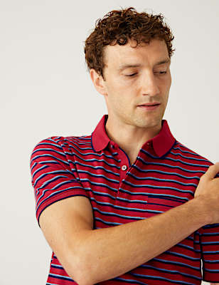 Pure Cotton Striped Polo Shirt