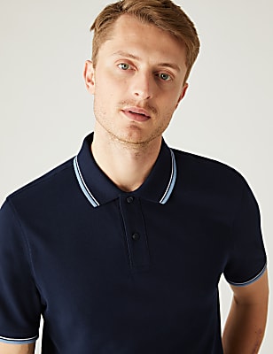 Pure Cotton Pique Tipped Polo Shirt